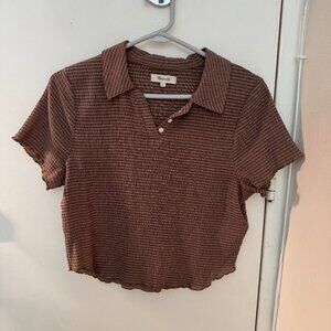 Madewell Crinkle Polo Short Sleeve Top